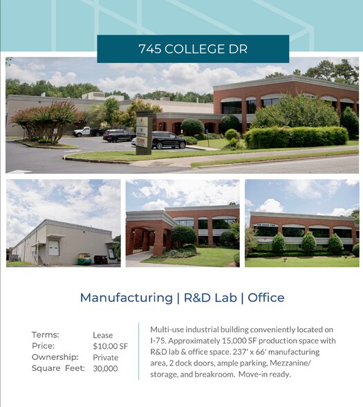 Primary Photo Of 745 College Dr, Dalton Manufacturing For Lease