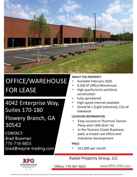 More Photos Of 4042 Enterprise Way, Flowery Branch Warehouse For Lease