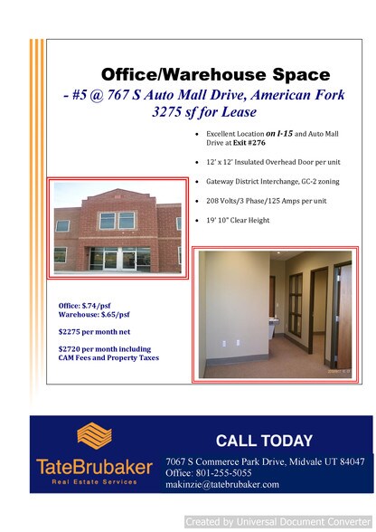 More Photos Of 767 S Auto Mall Dr, American Fork Warehouse For Lease