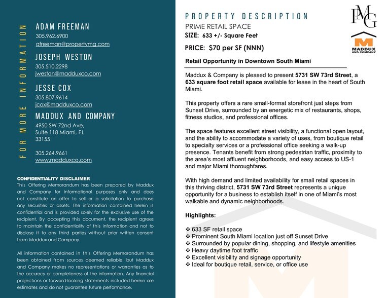 More Photos Of 5731 SW 73rd St, South Miami Storefront Retail Office For Lease