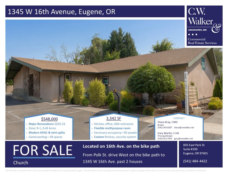 Primary Photo Of 1345 W 16th Ave, Eugene Religious Facility For Sale