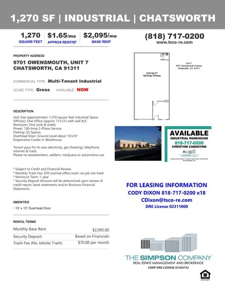 More Photos Of 9701 Owensmouth Ave, Chatsworth Warehouse For Lease