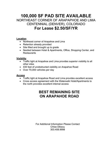 More Photos Of E Arapahoe Rd & S Lima St, Centennial Land For Lease