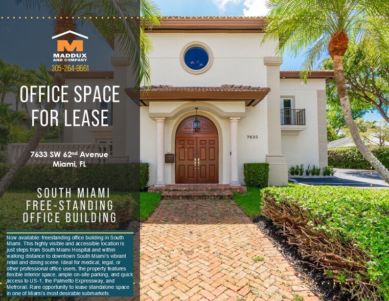 Primary Photo Of 7633 SW 62nd Ave, South Miami Medical For Lease