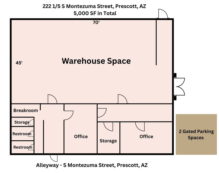 More Photos Of 222 1/2 S Montezuma St, Prescott Industrial For Lease