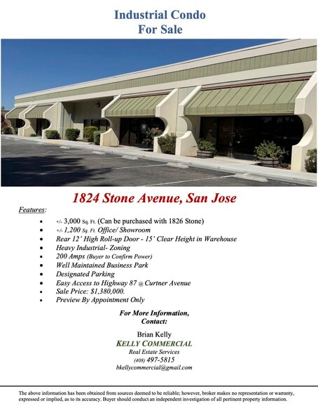 More Photos Of 1826 Stone Ave, San Jose Warehouse For Sale