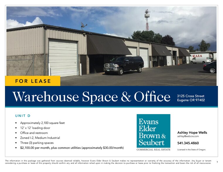 More Photos Of 3125 Cross St, Eugene Warehouse For Lease