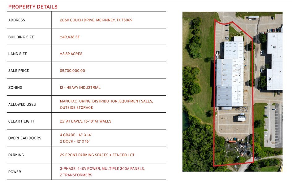 More Photos Of 2060 Couch Dr, McKinney Industrial For Sale