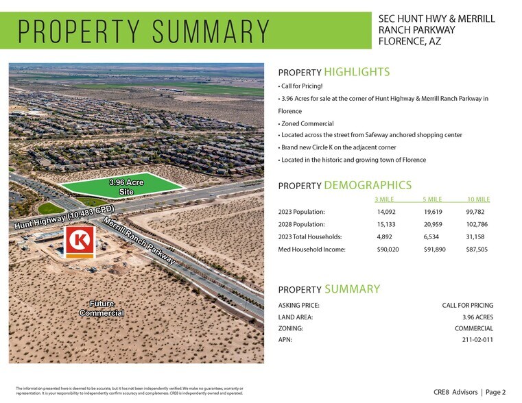 More Photos Of SEC Hunt Hwy & Merrill Ranch Parkway, Florence Land For Sale