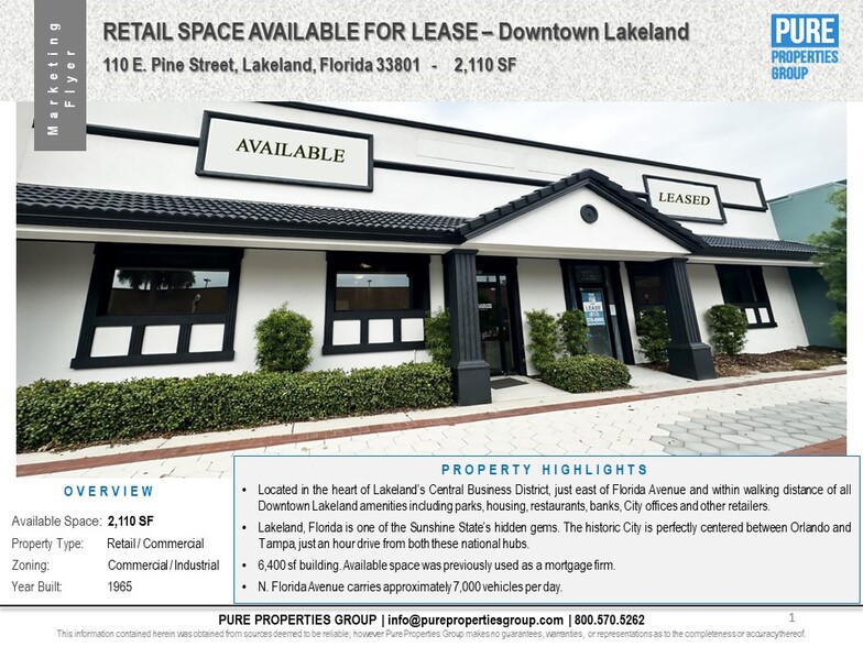 Primary Photo Of 110 E Pine St, Lakeland Storefront Retail Office For Lease