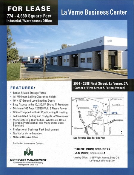 More Photos Of 2974-2988 First St, La Verne Manufacturing For Lease