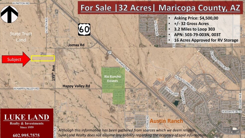 Primary Photo Of 26223 N 199th Ave, Wittmann Land For Sale