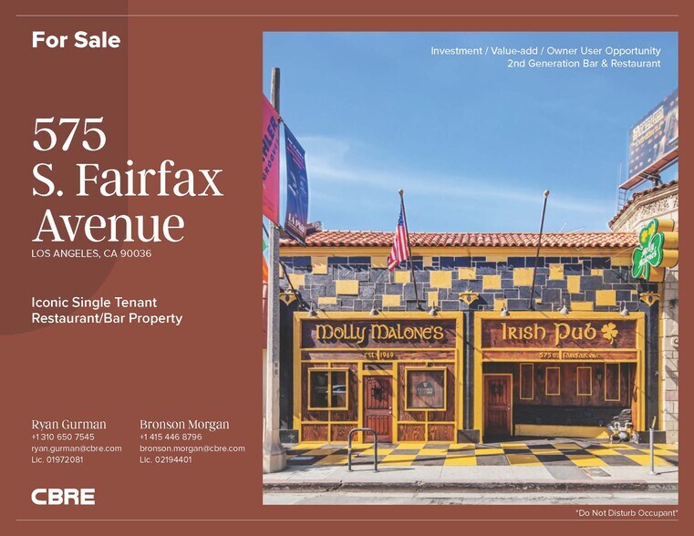 Primary Photo Of 575 S Fairfax Ave, Los Angeles Bar For Sale