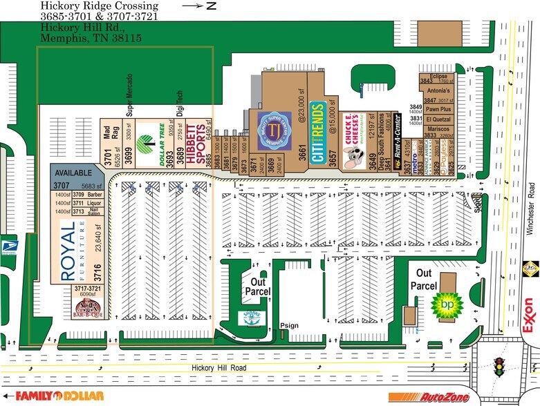 More Photos Of 3685-3721 Hickory Hill Rd, Memphis Storefront For Lease