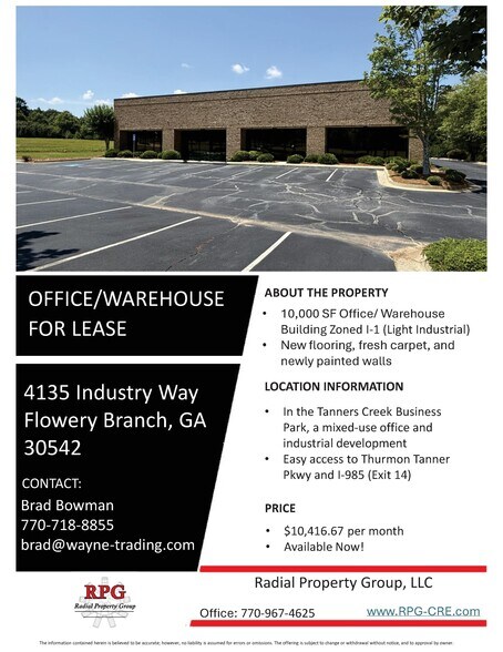 More Photos Of 4135 Industry Way, Flowery Branch Warehouse For Lease