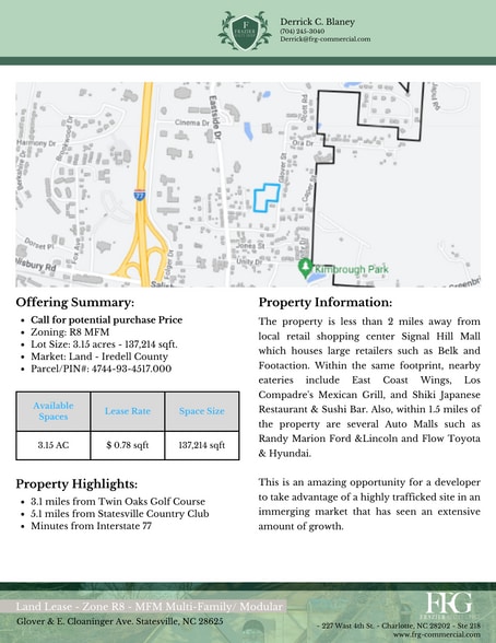 More Photos Of Glover & E. Cloaninger Ave, Statesville Land For Lease