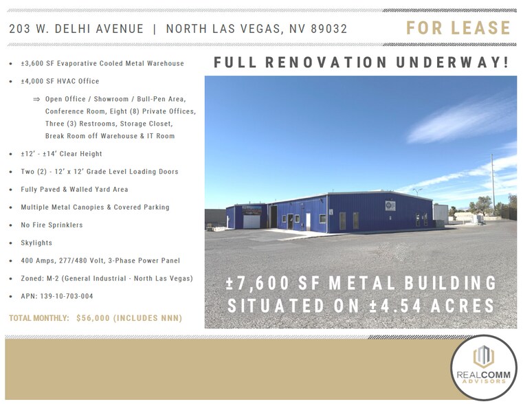 More Photos Of 203 W Delhi, North Las Vegas Warehouse For Lease
