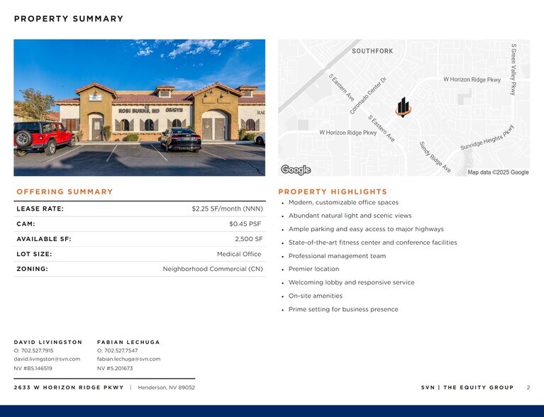 More Photos Of 2633 W Horizon Ridge Pky, Henderson Medical For Lease