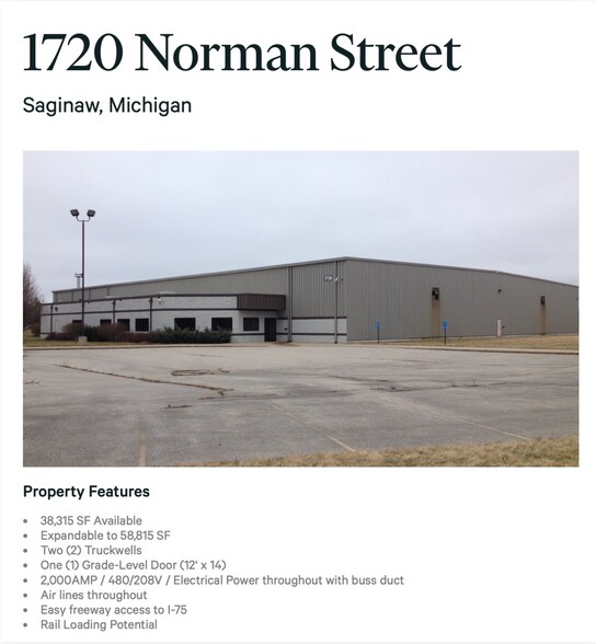 More Photos Of 1720 Norman St, Saginaw Manufacturing For Lease