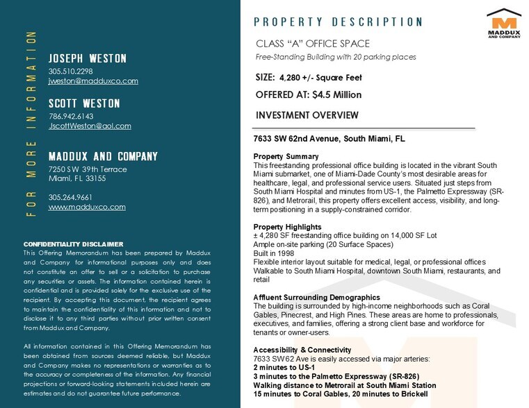 More Photos Of 7633 SW 62nd Ave, South Miami Medical For Sale