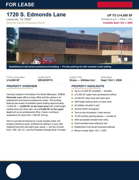 More Photos Of 1720 S Edmonds Ln, Lewisville Office For Lease