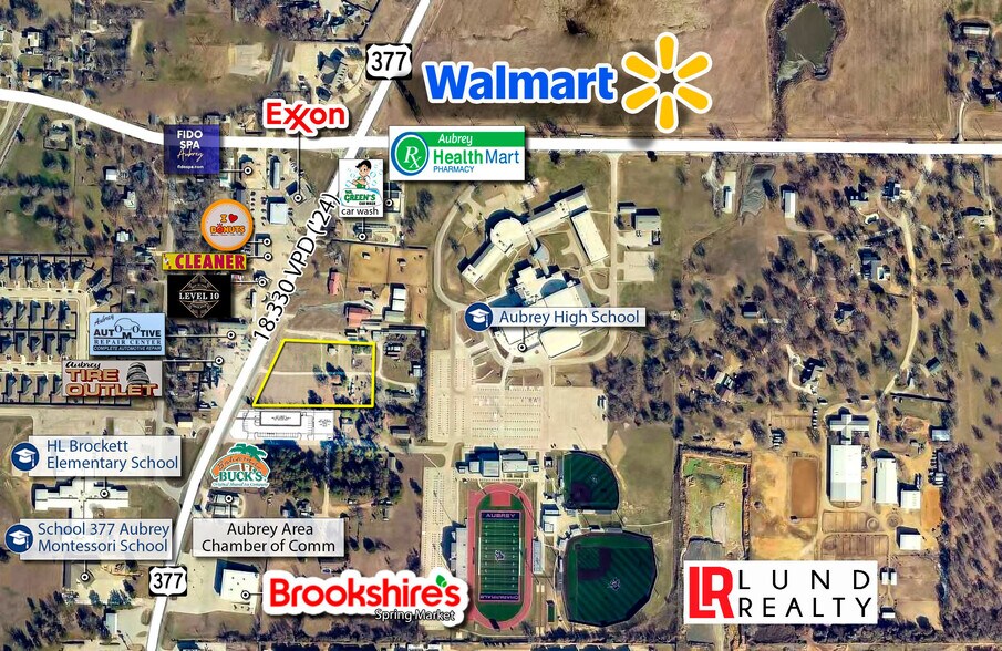 More Photos Of US 377 -3 AC | ON SEWER | COMMERCIAL | 3 LOTS, Aubrey Land For Sale