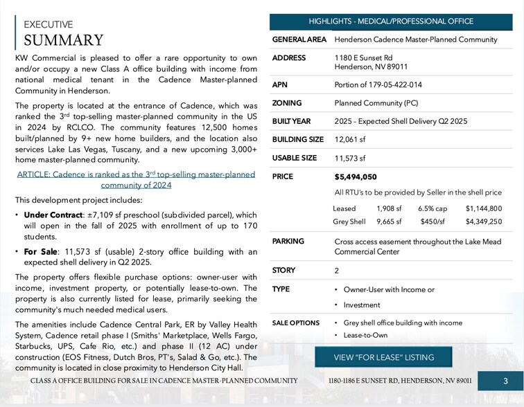 More Photos Of 1180 E Sunset Rd, Henderson Medical For Sale