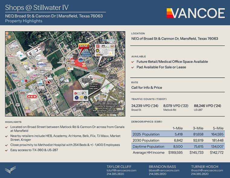 More Photos Of NEQ of Broad St & Cannon Dr, Mansfield General Retail For Lease
