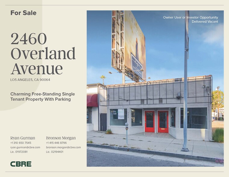 Primary Photo Of 2460 Overland Ave, Los Angeles Showroom For Sale