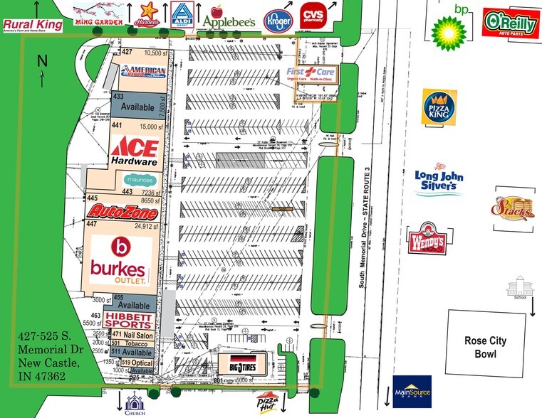 Primary Photo Of 427-525 S Memorial Dr, New Castle Unknown For Lease