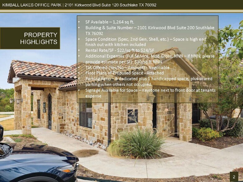 More Photos Of 2101 E Kirkwood Blvd, Southlake Office For Lease