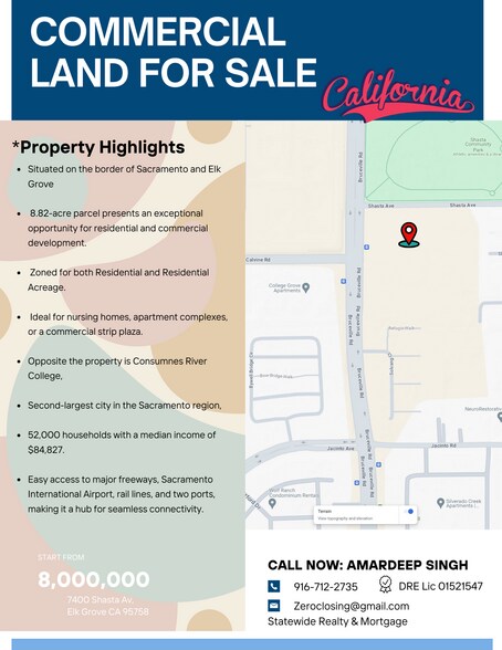 More Photos Of 7400 Shasta Ave, Elk Grove Land For Sale