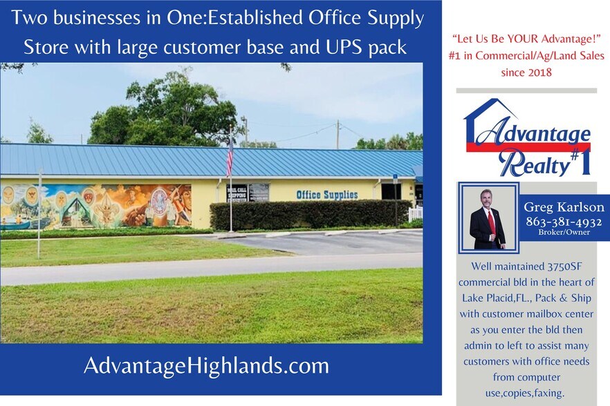 Primary Photo Of 204 S Main Ave, Lake Placid Office For Sale