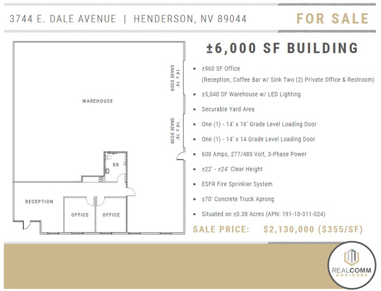 More Photos Of 3744 E Dale Ave, Henderson Warehouse For Sale