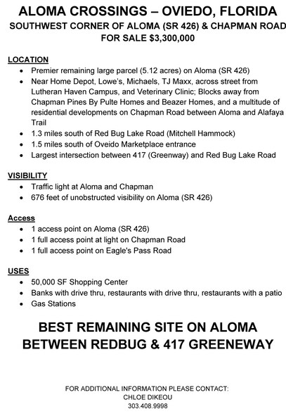 More Photos Of SW Aloma Ave & Chapman Rd @ Chapman Road, Oviedo Land For Sale