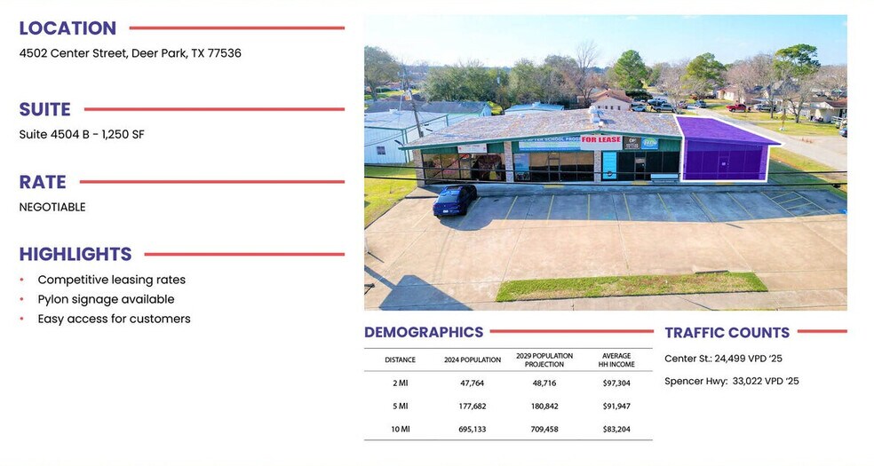 More Photos Of 4502 Center St, Deer Park Freestanding For Lease