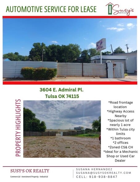 Primary Photo Of 3604 E Admiral Pl, Tulsa Auto Repair For Lease