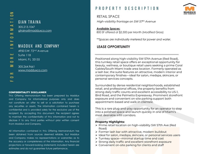 More Photos Of 2020 SW 57th Ave, Miami Storefront Retail Residential For Lease