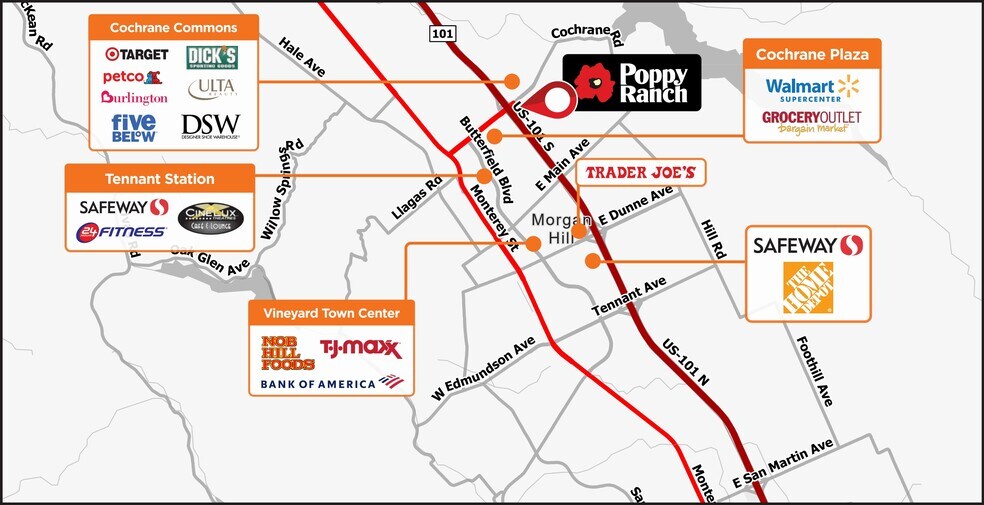 More Photos Of 1047 SEC HWY 101 & Cochrane Rd Rd, Morgan Hill Land For Lease