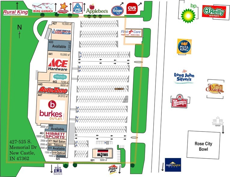 More Photos Of 427-525 S Memorial Dr, New Castle Unknown For Lease