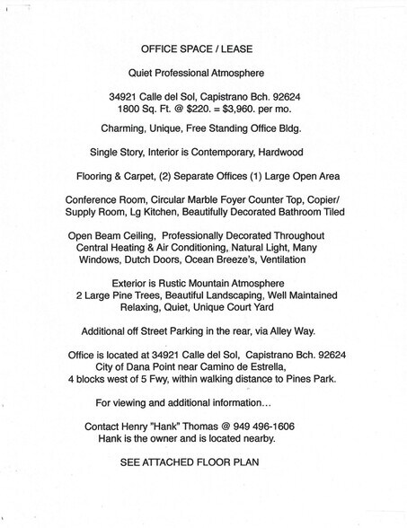 More Photos Of 34921 Calle del Sol, Capistrano Beach Office For Lease