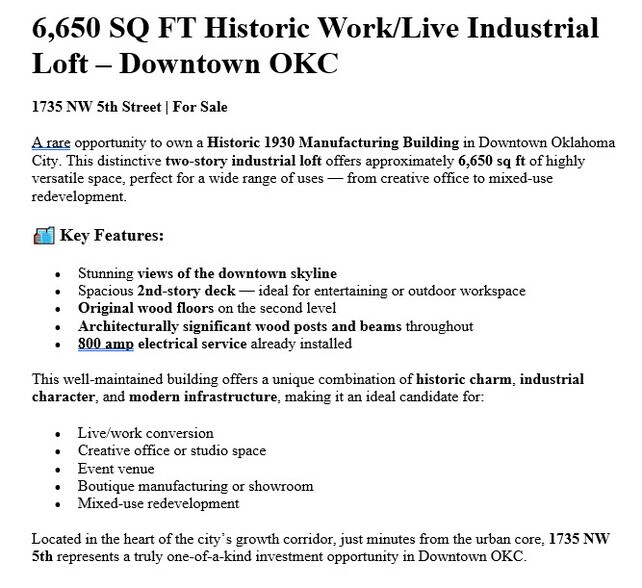 More Photos Of 1735 NW 5th St, Oklahoma City Warehouse For Sale