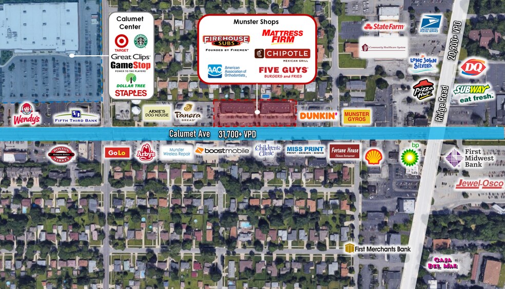 More Photos Of 8201-8231 Calumet Ave, Munster Storefront For Lease