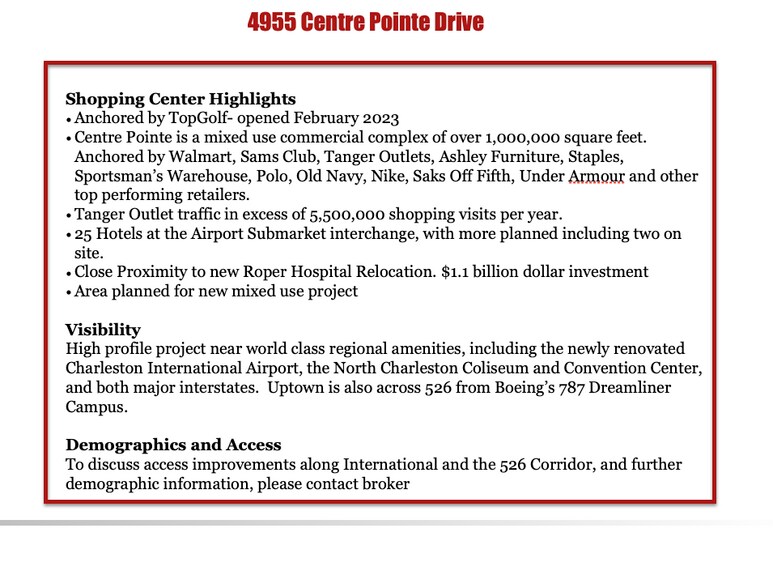 More Photos Of 4955 Centre Point Dr, Charleston Freestanding For Lease