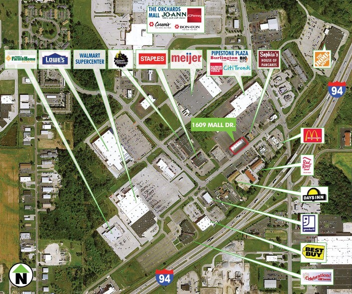 More Photos Of 1609-1619 Mall Dr, Benton Harbor Storefront For Sale