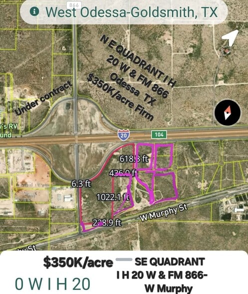 More Photos Of Prime Intersection IH-20 W & FM 866 SE Quadrant, Odessa Land For Sale