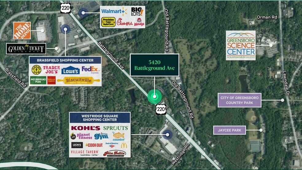 More Photos Of 3420 & 3422 Battleground Ave, Greensboro Land For Sale