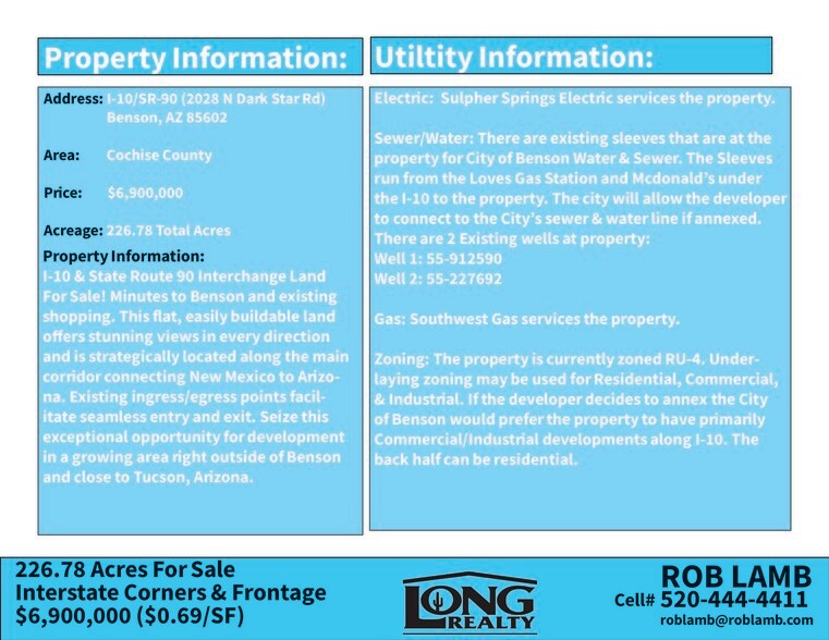 More Photos Of NWC I-10 / Highway 90, Benson Land For Sale