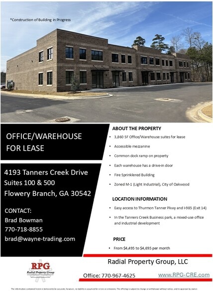 More Photos Of 4193 Tanners Creek Dr, Flowery Branch Warehouse For Lease