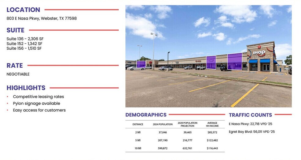 More Photos Of 803 E Nasa Pky, Webster General Retail For Lease